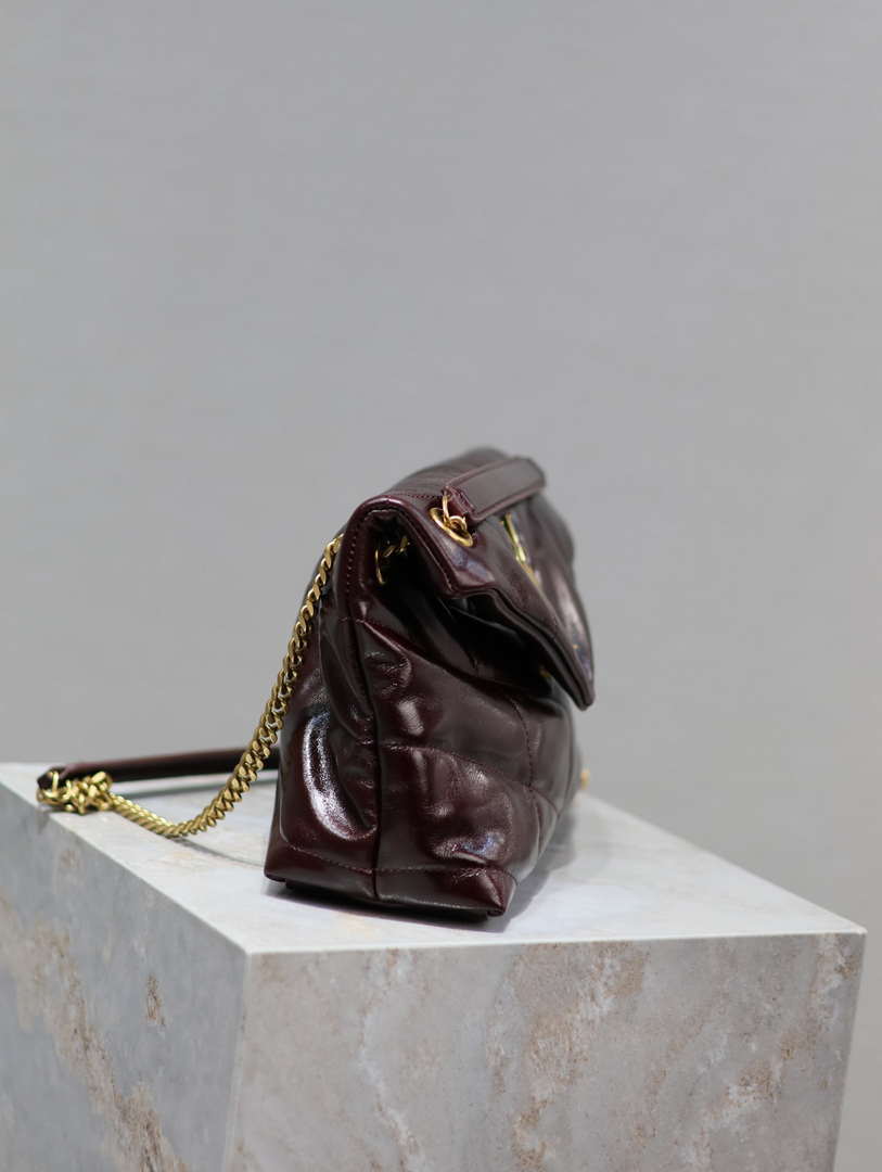 YSL 577476 Saint Laurent Puffer Small In Nappa Leather Wine Red