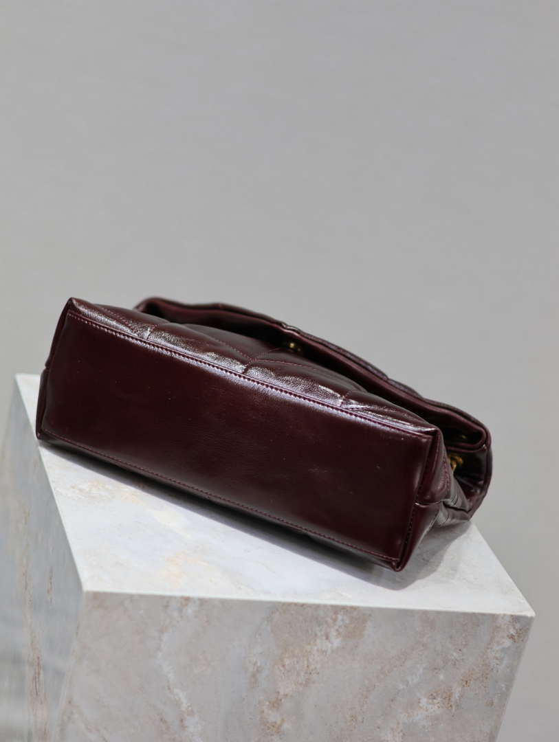 YSL 577476 Saint Laurent Puffer Small In Nappa Leather Wine Red