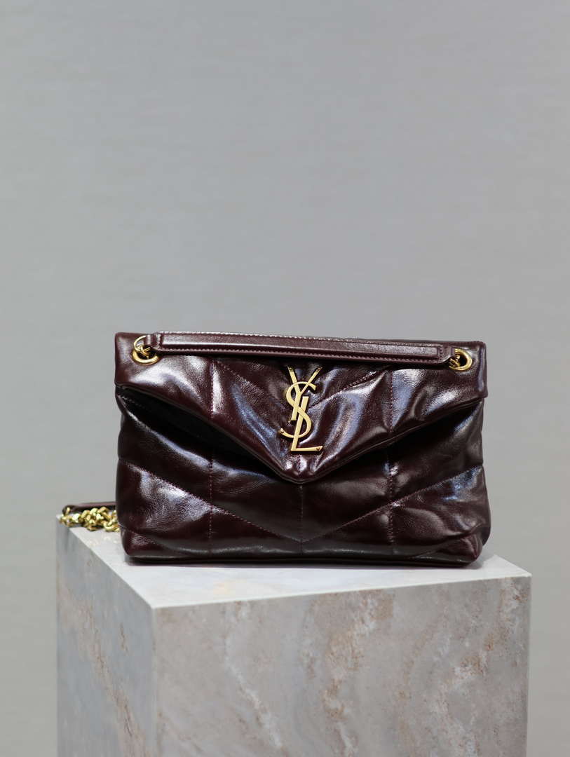 YSL 577476 Saint Laurent Puffer Small In Nappa Leather Wine Red