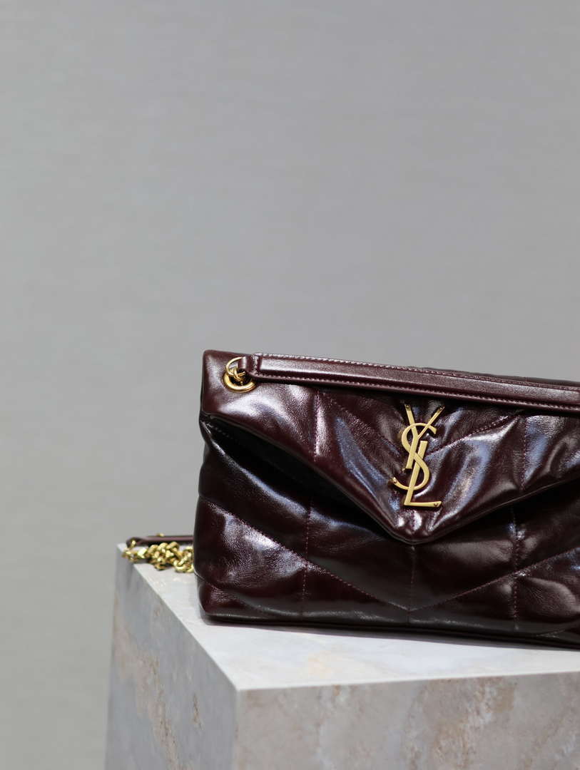 YSL 577476 Saint Laurent Puffer Small In Nappa Leather Wine Red