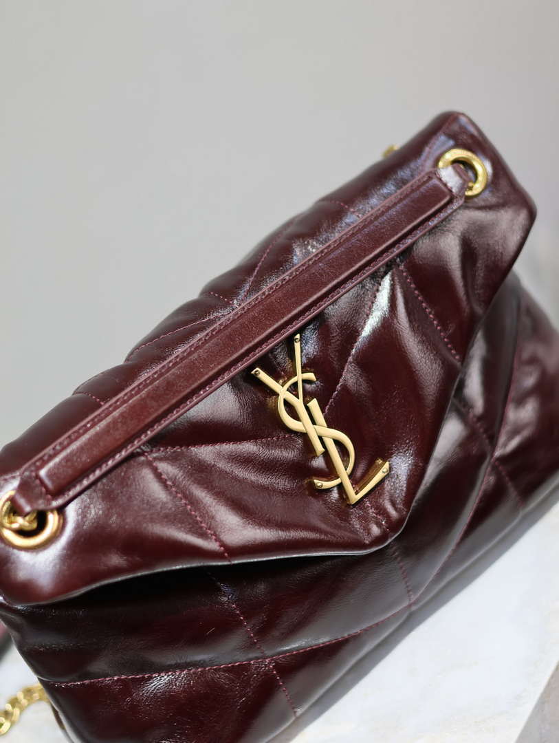 YSL 577476 Saint Laurent Puffer Small In Nappa Leather Wine Red