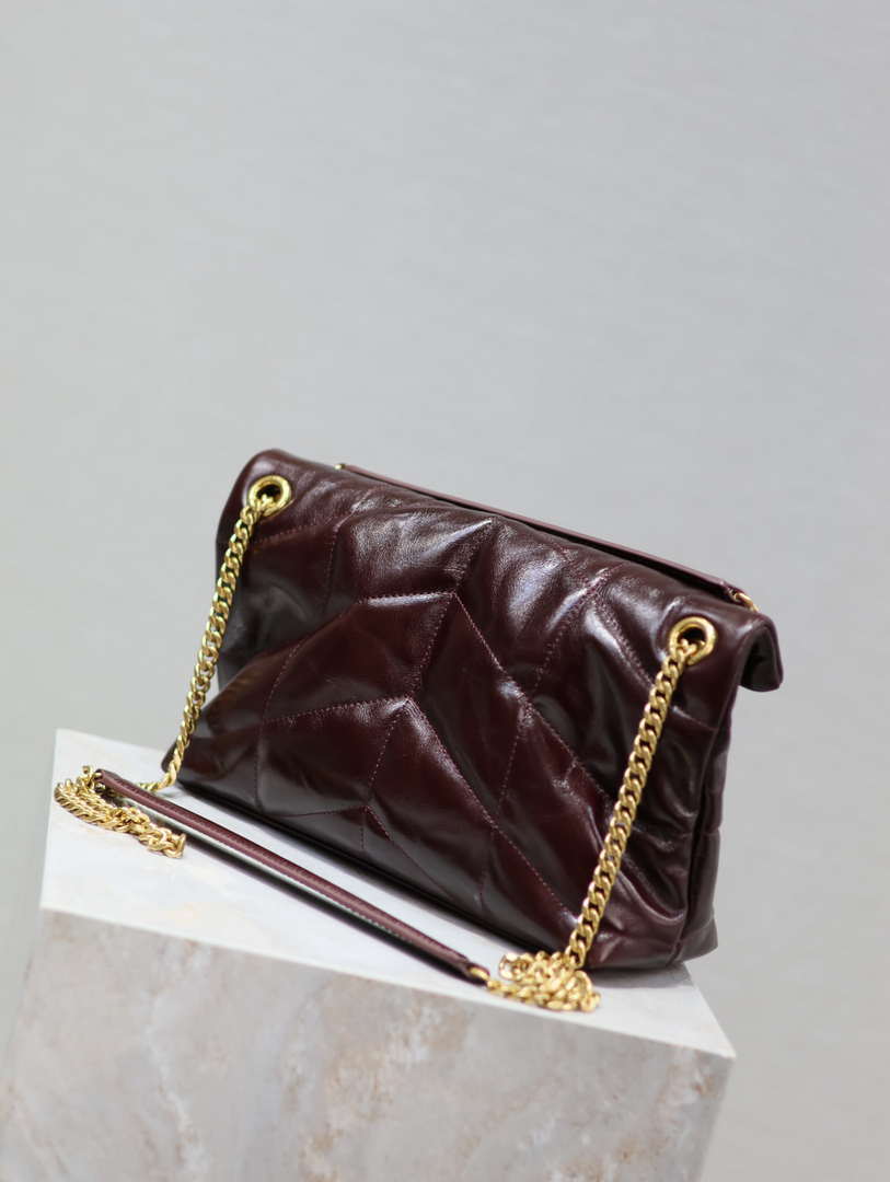 YSL 577476 Saint Laurent Puffer Small In Nappa Leather Wine Red