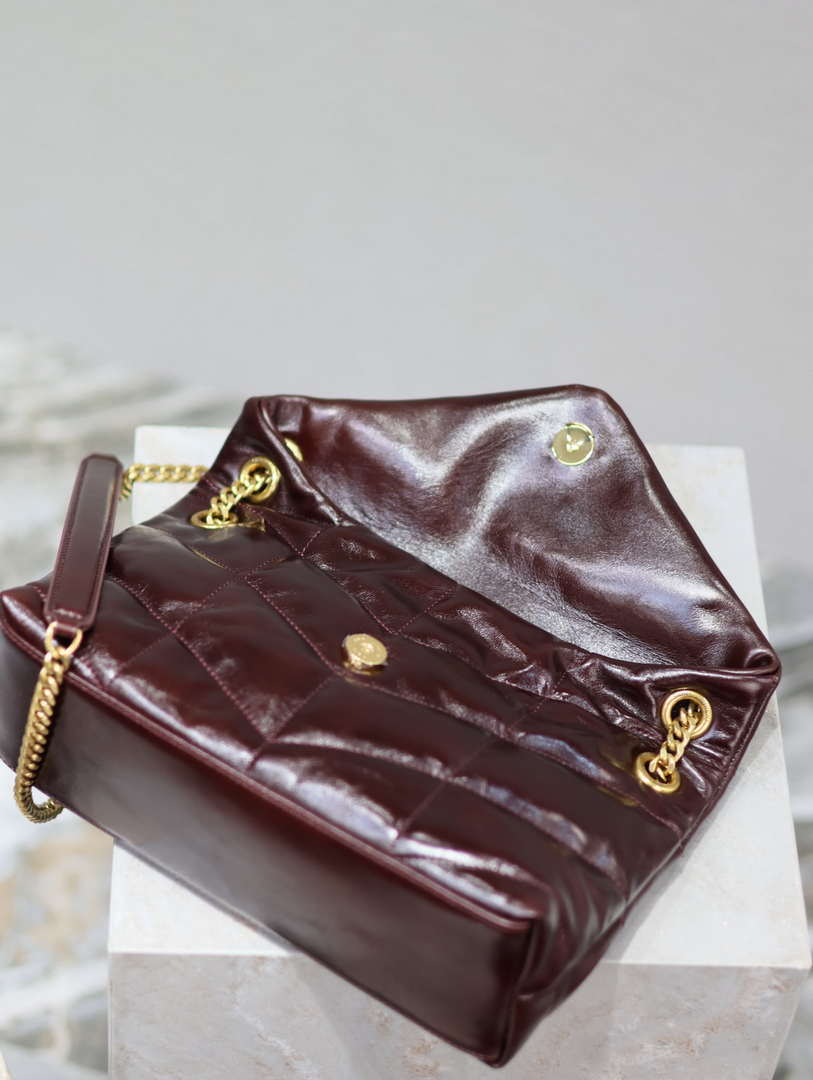 YSL 577476 Saint Laurent Puffer Small In Nappa Leather Wine Red