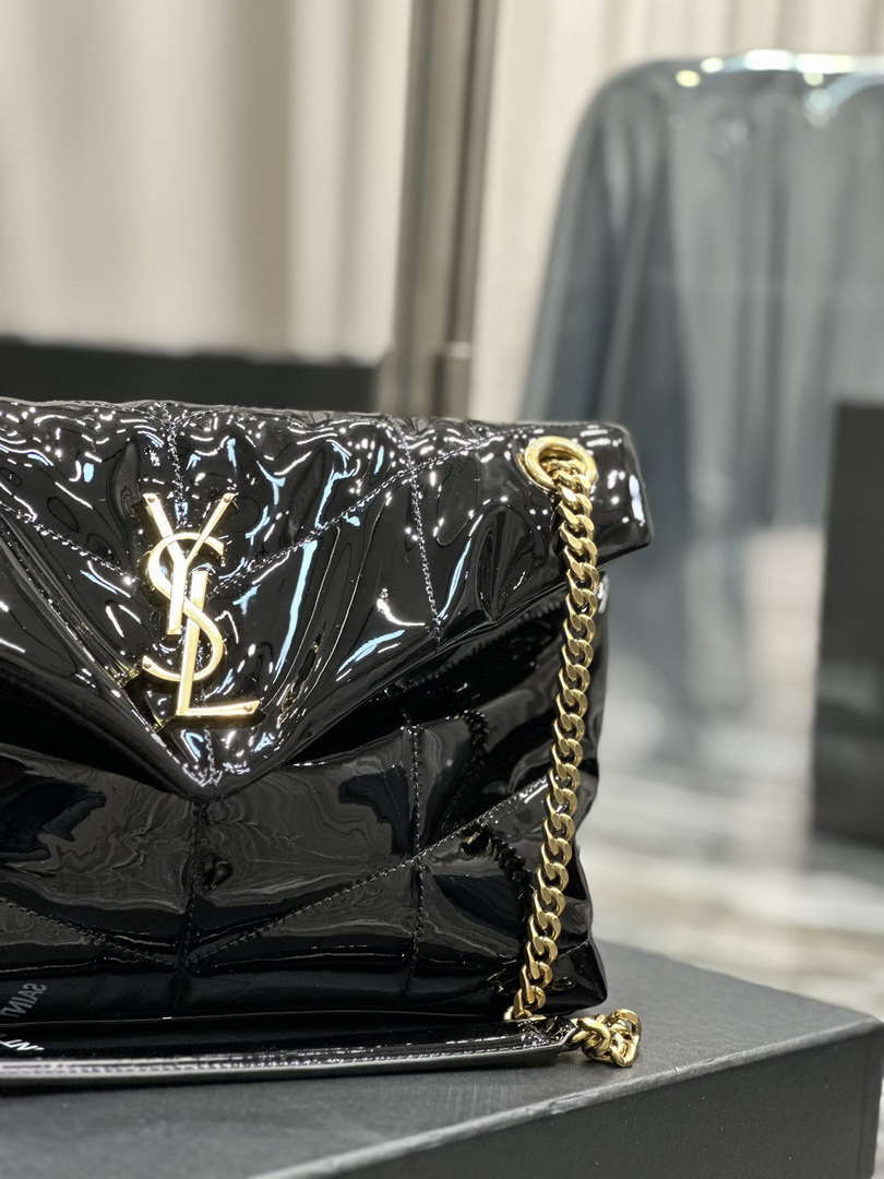 YSL 577476 Saint Laurent Puffer Small In Patent Leather Black