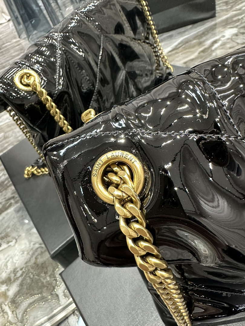 YSL 577476 Saint Laurent Puffer Small In Patent Leather Black