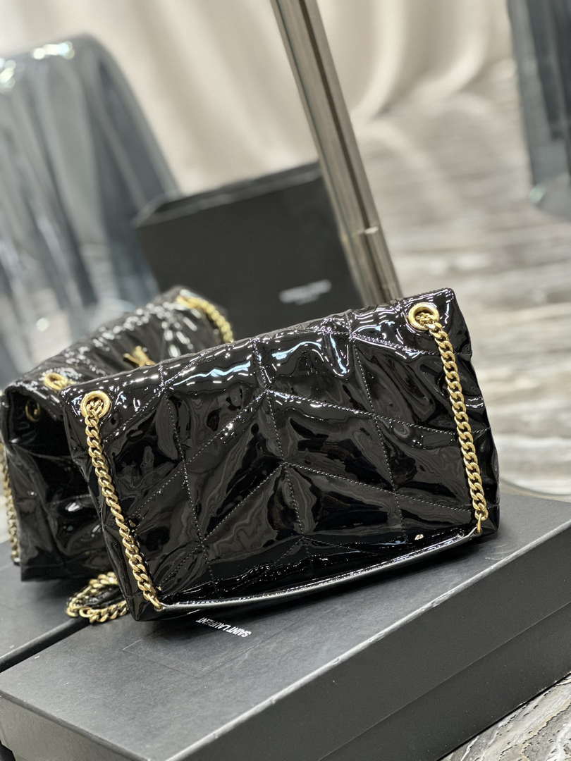 YSL 577476 Saint Laurent Puffer Small In Patent Leather Black