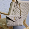 YSL 577476 Saint Laurent Puffer Small In suede Leather Gray - Default Title - View 1