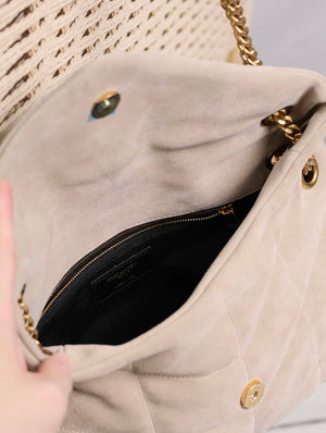 YSL 577476 Saint Laurent Puffer Small In suede Leather Gray - Default Title - View 8