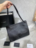 YSL 577999 Saint Laurent Niki Medium Shopping Bag In Crocodile  Leather Black - luxibagsmall