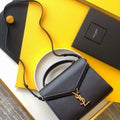 YSL 578000 Cassandra Top Handle Medium Bag In Grain De Poudre Embossed Leather Black