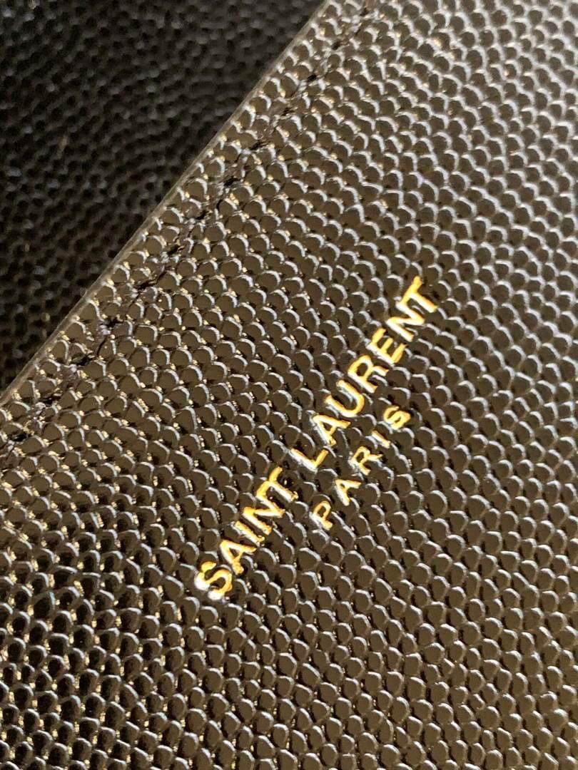 YSL 578000 Cassandra Top Handle Medium Bag In Grain De Poudre Embossed Leather Black