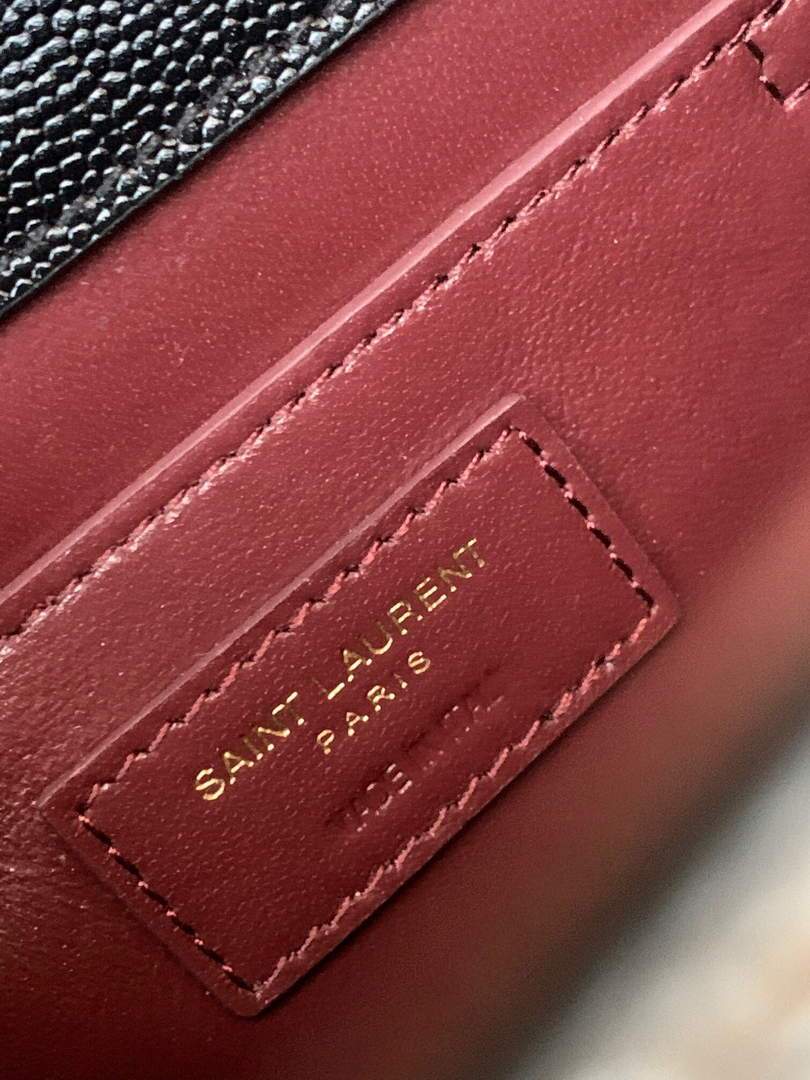 YSL 578000 Cassandra Top Handle Medium Bag In Grain De Poudre Embossed Leather Black