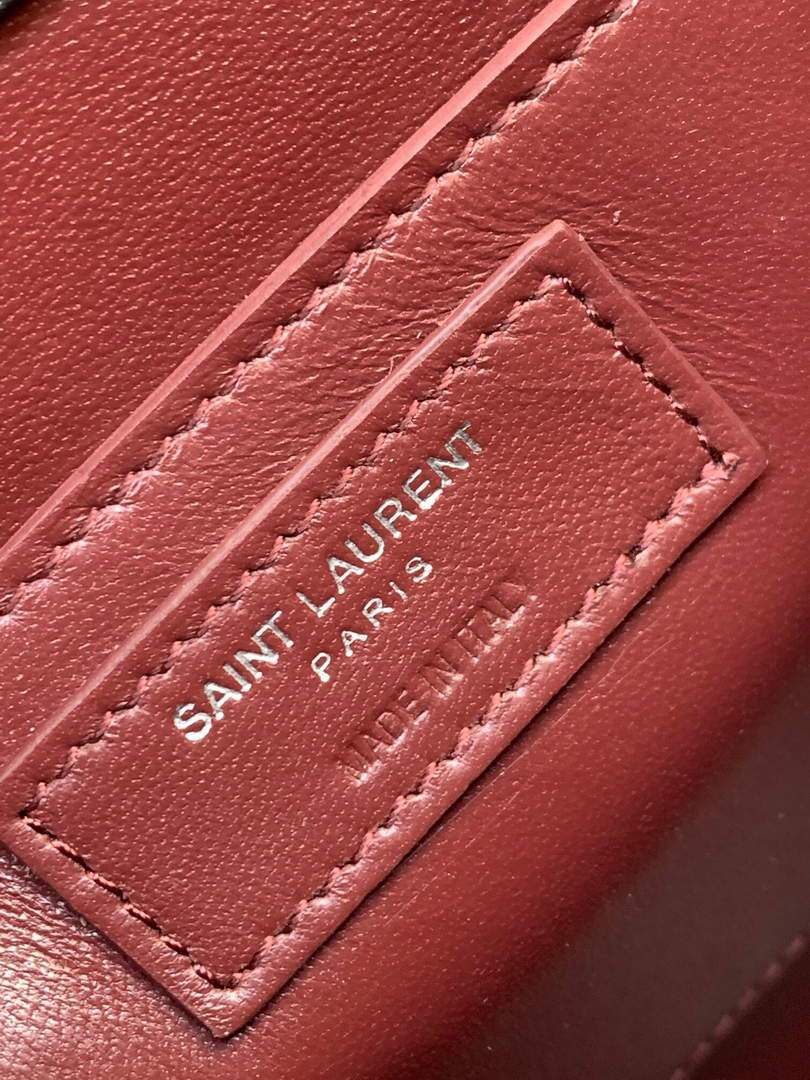 YSL 578000 Cassandra Top Handle Medium Bag In Grain De Poudre Embossed Leather Black Silver buckle