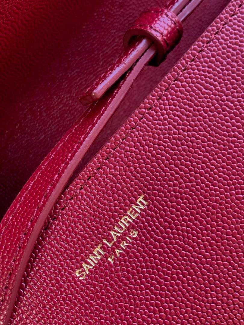 YSL 578000 Cassandra Top Handle Medium Bag In Grain De Poudre Embossed Leather Red