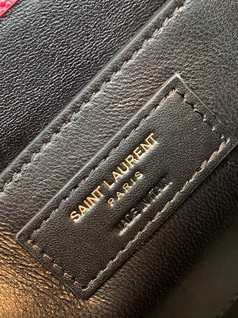 YSL 578000 Cassandra Top Handle Medium Bag In Grain De Poudre Embossed Leather Red