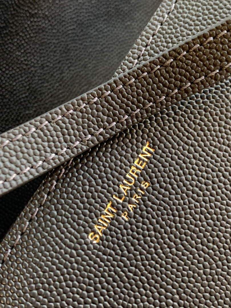 YSL 578000 Cassandra Top Handle Medium Bag In Grain De Poudre Embossed Leather Dark gray