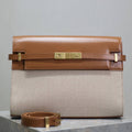 YSL 579271 Manhattan In Box Saint Laurent calfskin and canvas Brown