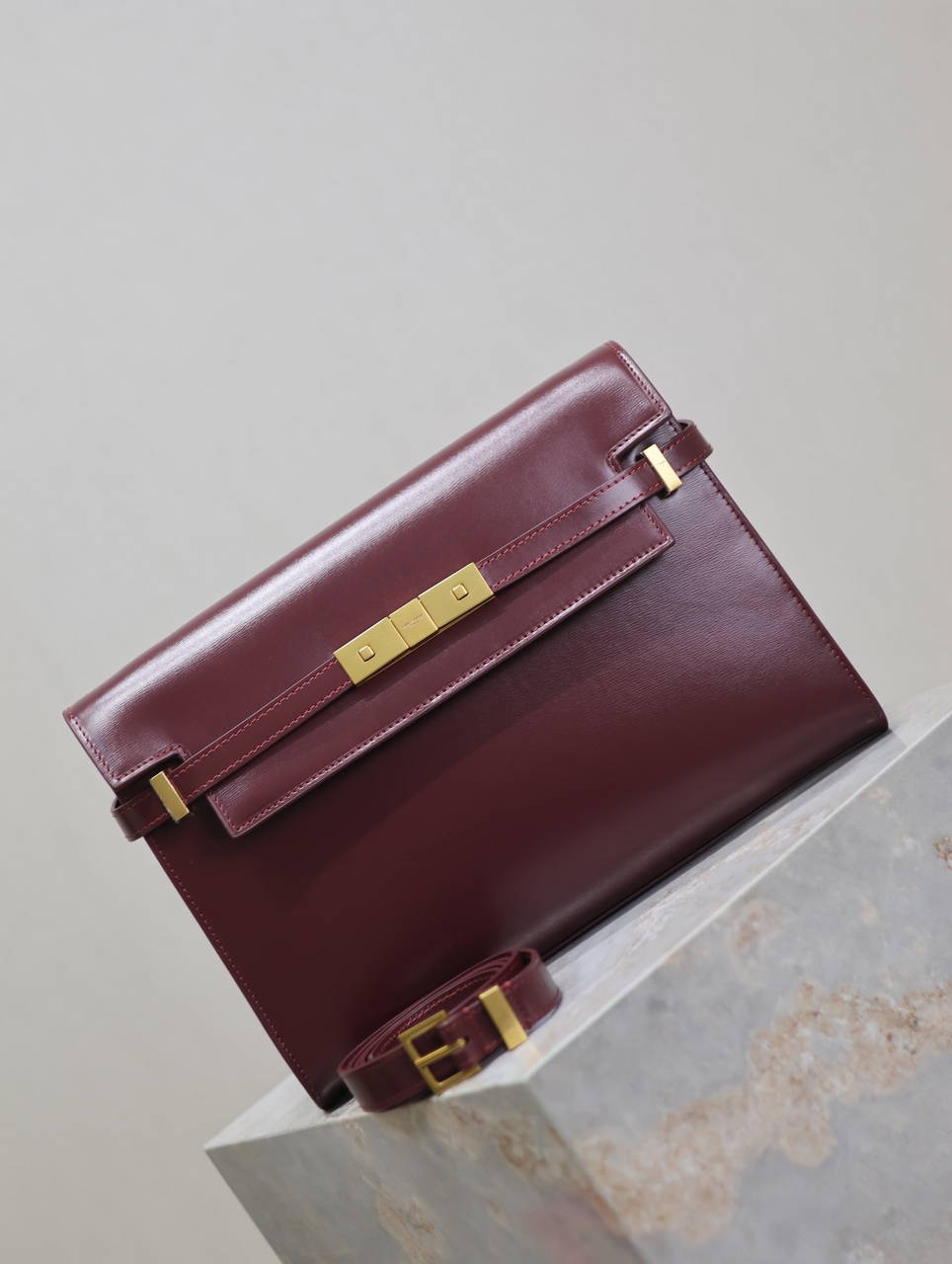 YSL 579271  Manhattan In Box Saint Laurent calfskin Wine Red