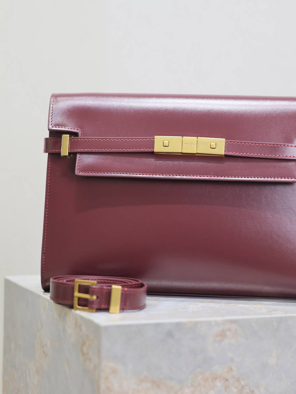 YSL 579271  Manhattan In Box Saint Laurent calfskin Wine Red