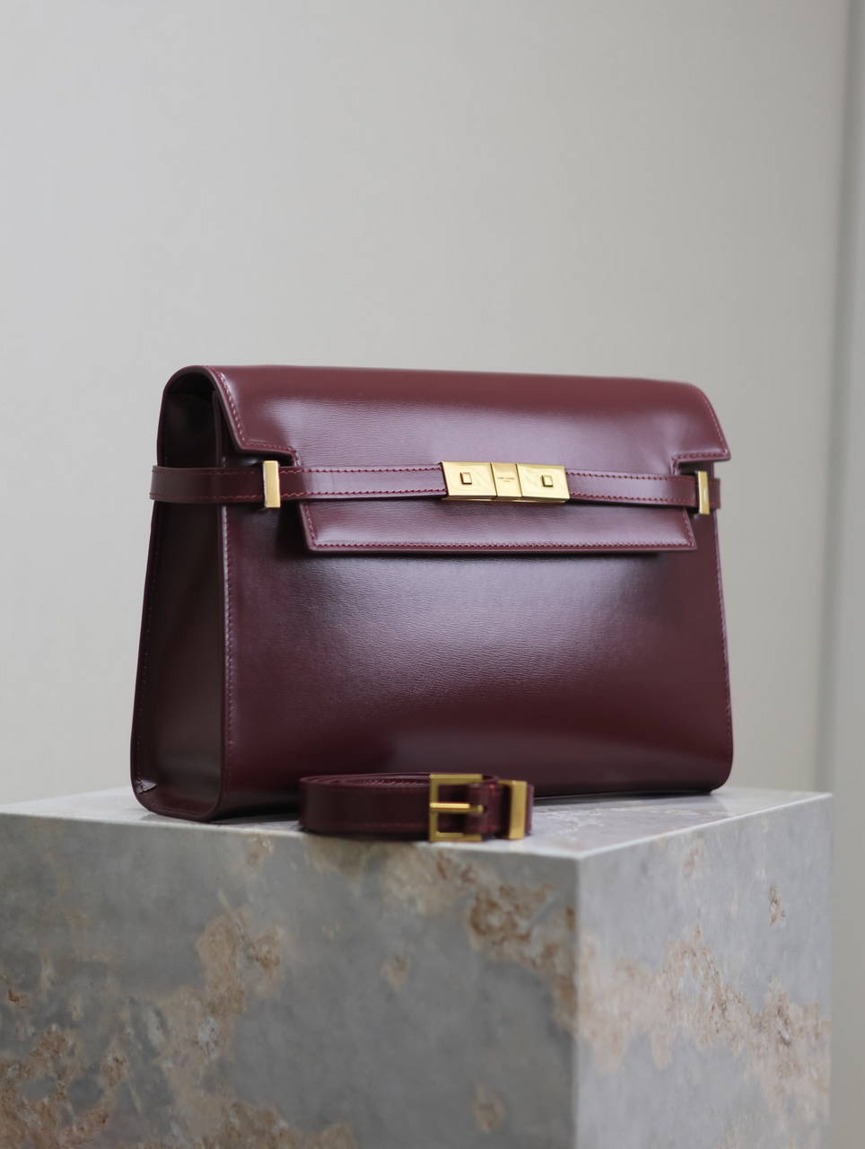 YSL 579271  Manhattan In Box Saint Laurent calfskin Wine Red