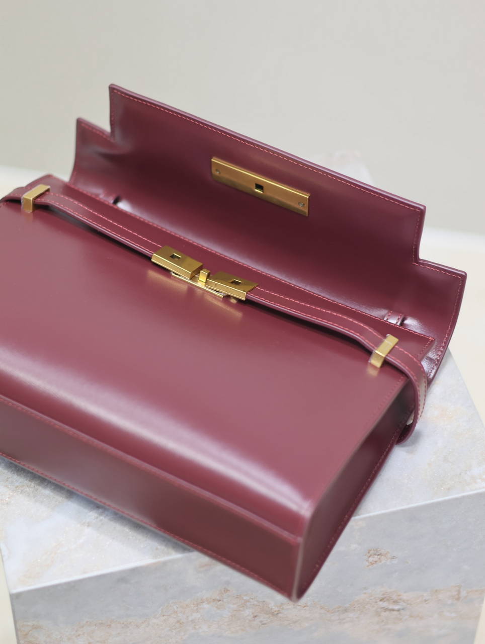 YSL 579271  Manhattan In Box Saint Laurent calfskin Wine Red