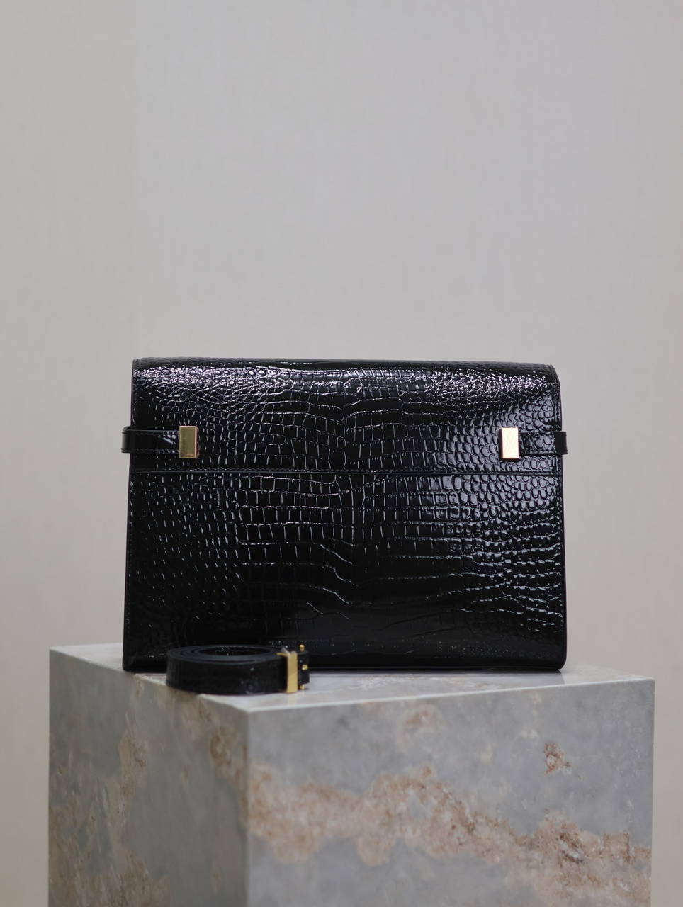 YSL 579271  Manhattan In Box Saint Laurent Crocodile pattern Black