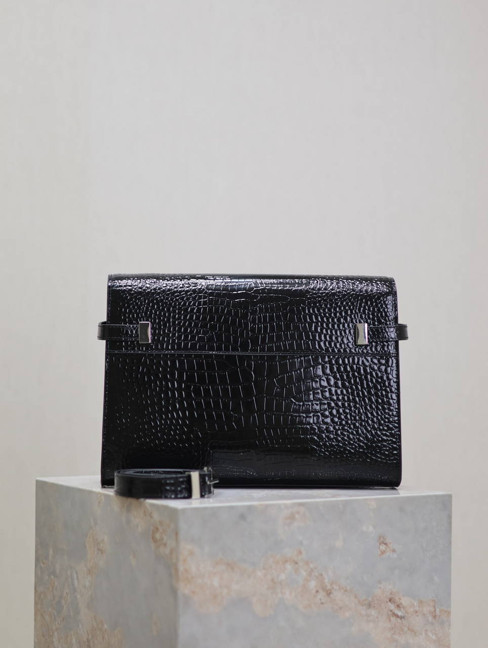 YSL 579271  Manhattan In Box Saint Laurent Crocodile pattern Black