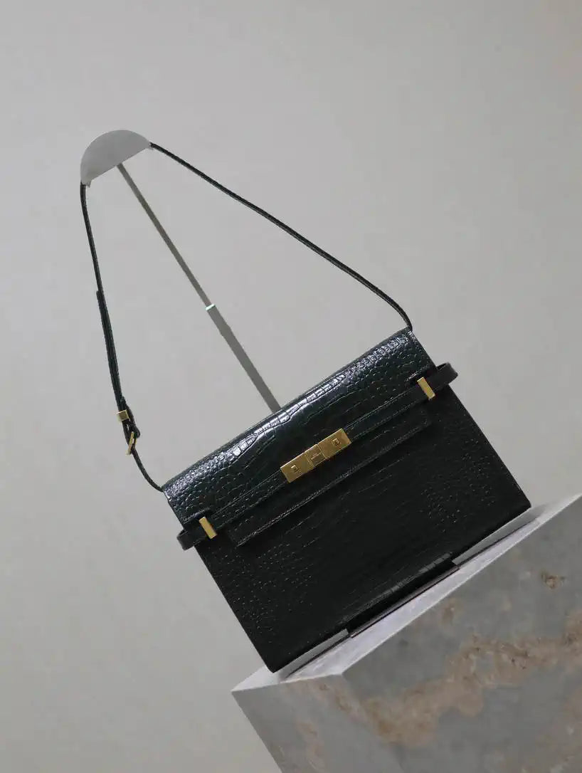 YSL 579271  Manhattan In Box Saint Laurent Crocodile pattern Dark Green