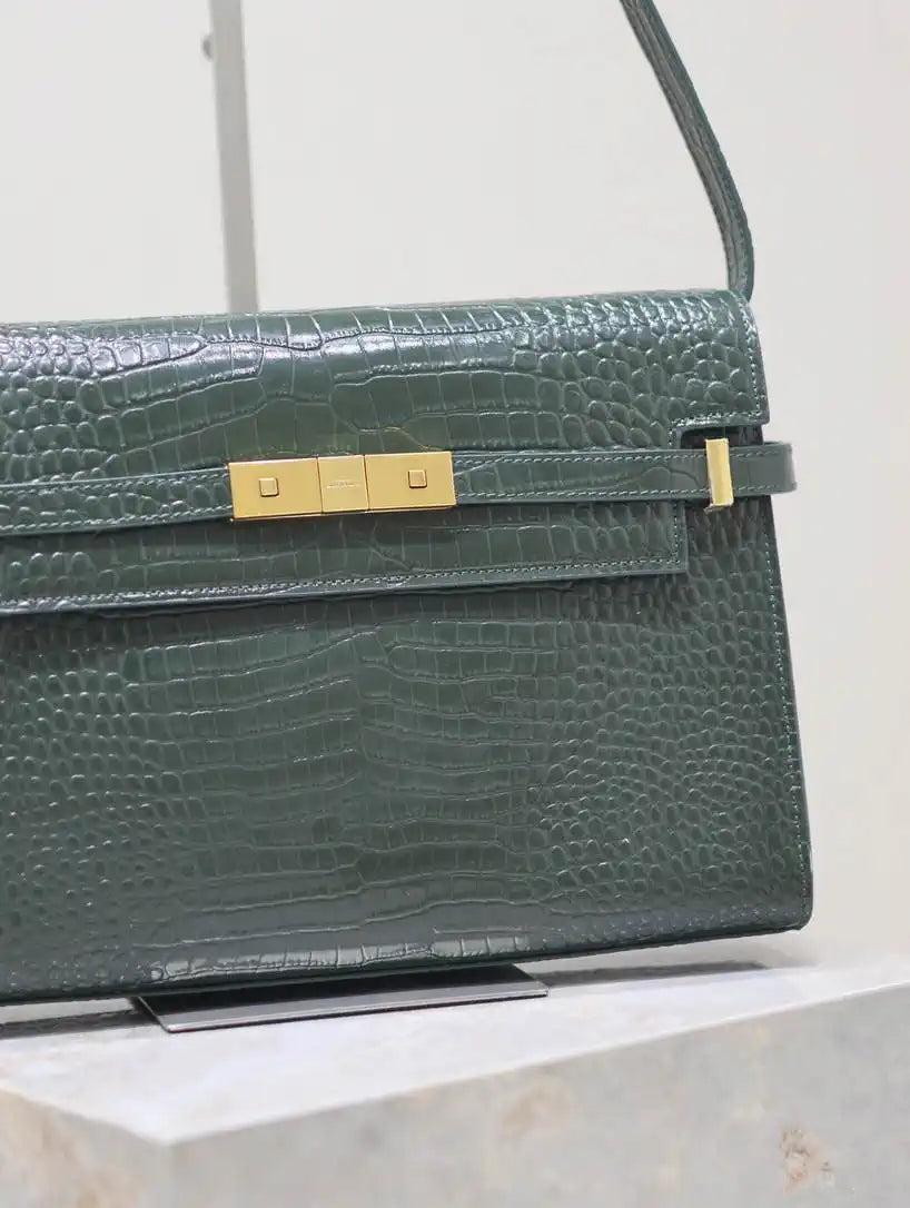 YSL 579271  Manhattan In Box Saint Laurent Crocodile pattern Dark Green