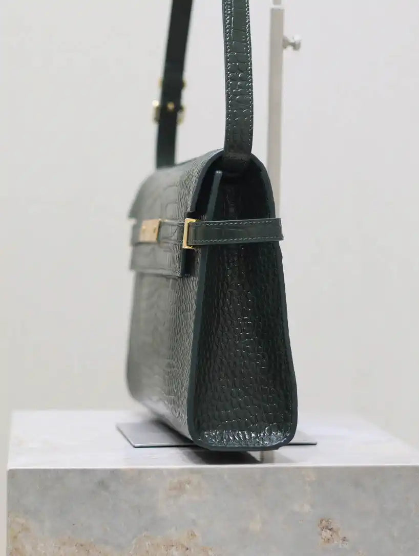 YSL 579271  Manhattan In Box Saint Laurent Crocodile pattern Dark Green