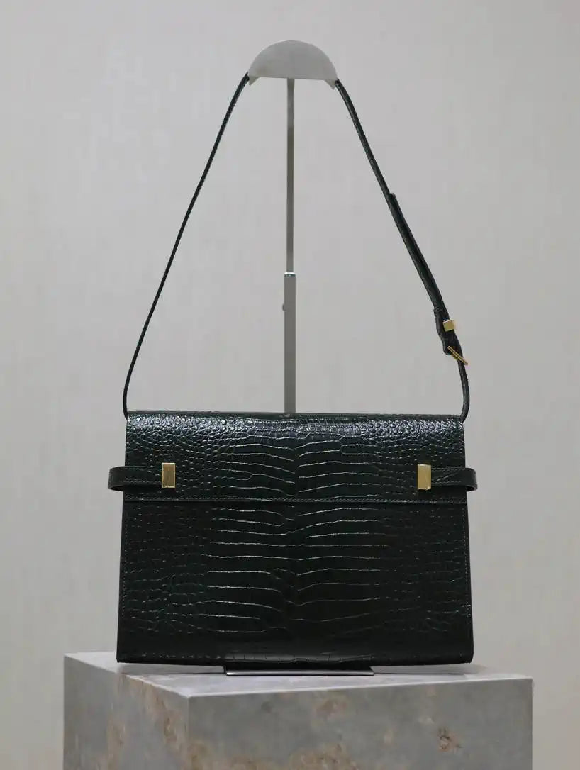 YSL 579271  Manhattan In Box Saint Laurent Crocodile pattern Dark Green