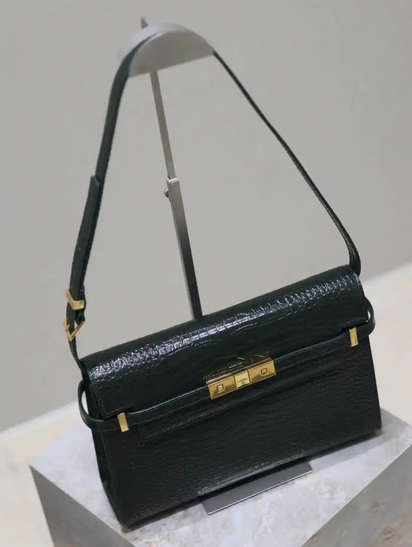 YSL 579271  Manhattan In Box Saint Laurent Crocodile pattern Dark Green