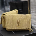 YSL 580065 Kate Medium Supple Chain Bag In Raffia Apricot - Default Title - View 1