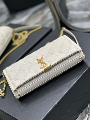 YSL 585031 Saint Laurent Becky Chain Shoulder Bag Leather White - Default Title - View 7