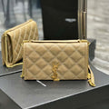 YSL 585031 Saint Laurent Becky Chain Shoulder Bag Leather Apricot - Default Title - View 1
