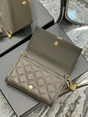YSL 585031 Saint Laurent Becky Chain Shoulder Bag Leather Gray - Default Title - View 8
