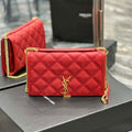 YSL 585031 Saint Laurent Becky Chain Shoulder Bag Leather Red - Default Title - View 1