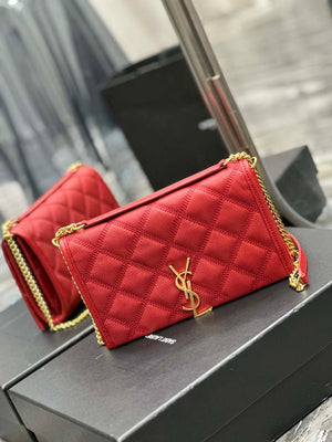 YSL 585031 Saint Laurent Becky Chain Shoulder Bag Leather Red - Default Title - View 2