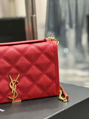 YSL 585031 Saint Laurent Becky Chain Shoulder Bag Leather Red - Default Title - View 3