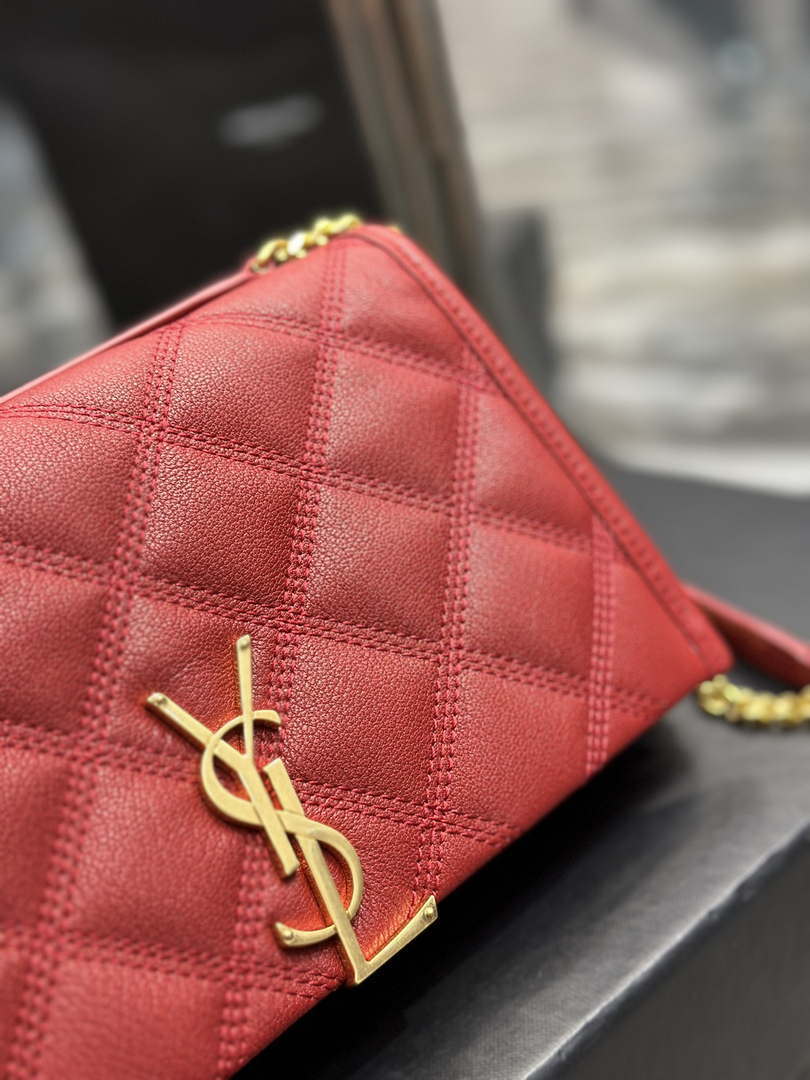 YSL 585031 Saint Laurent Becky Chain Shoulder Bag Leather Red - Default Title - View 5