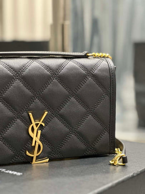 YSL 585031 Saint Laurent Becky Chain Shoulder Bag Leather Black - Default Title - View 4