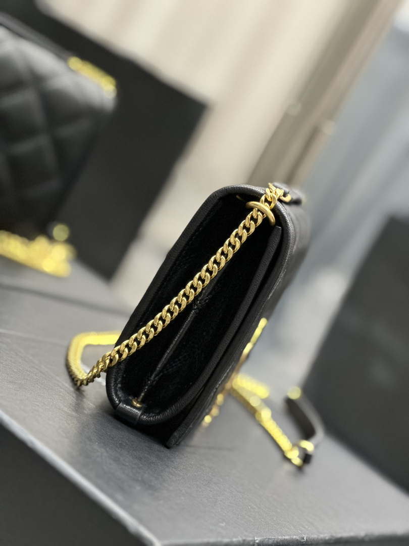 YSL 585031 Saint Laurent Becky Chain Shoulder Bag Leather Black