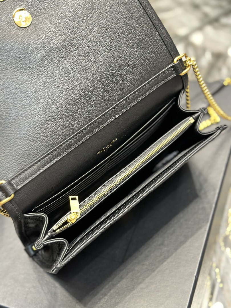 YSL 585031 Saint Laurent Becky Chain Shoulder Bag Leather Black - Default Title - View 9