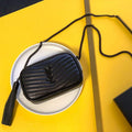 YSL 585040 Lou Mini Camera Bag in Black Matelasse Leather Black
