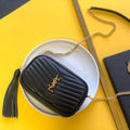 YSL 585040 Lou Mini Camera Bag in Black Matelasse Leather Black Gold buckle