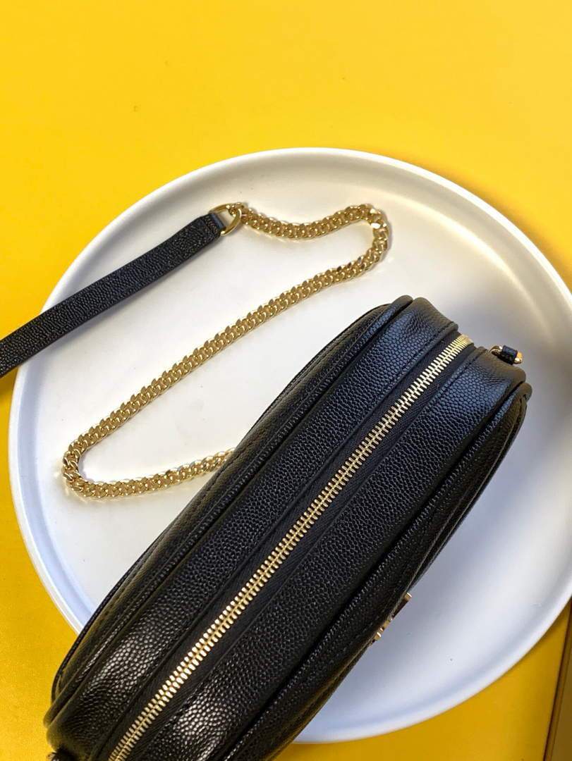 YSL 585040 Lou Mini Camera Bag in Black Matelasse Leather Black Gold buckle