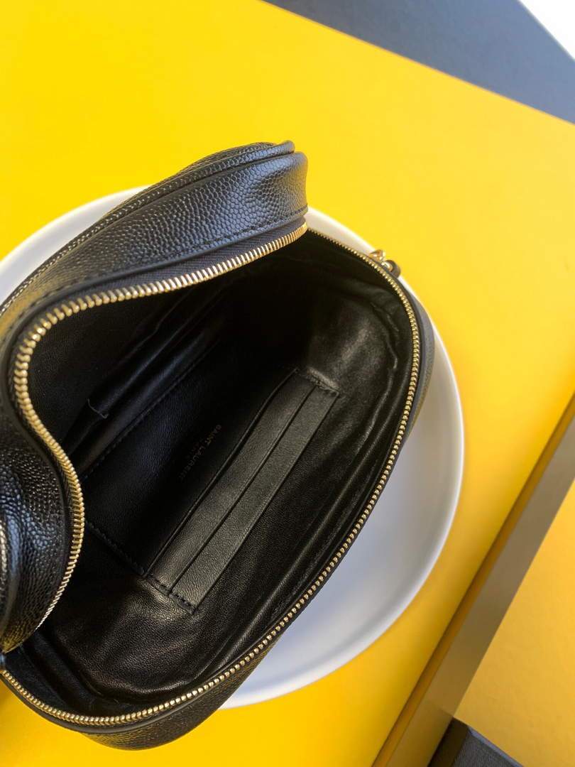 YSL 585040 Lou Mini Camera Bag in Black Matelasse Leather Black Gold buckle