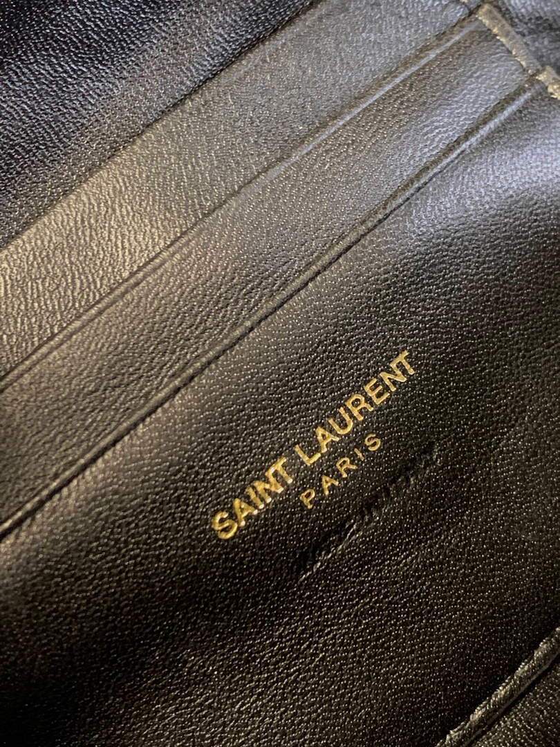 YSL 585040 Lou Mini Camera Bag in Black Matelasse Leather Black Gold buckle