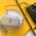 YSL 585040 Lou Mini Camera Bag in Black Matelasse Leather White