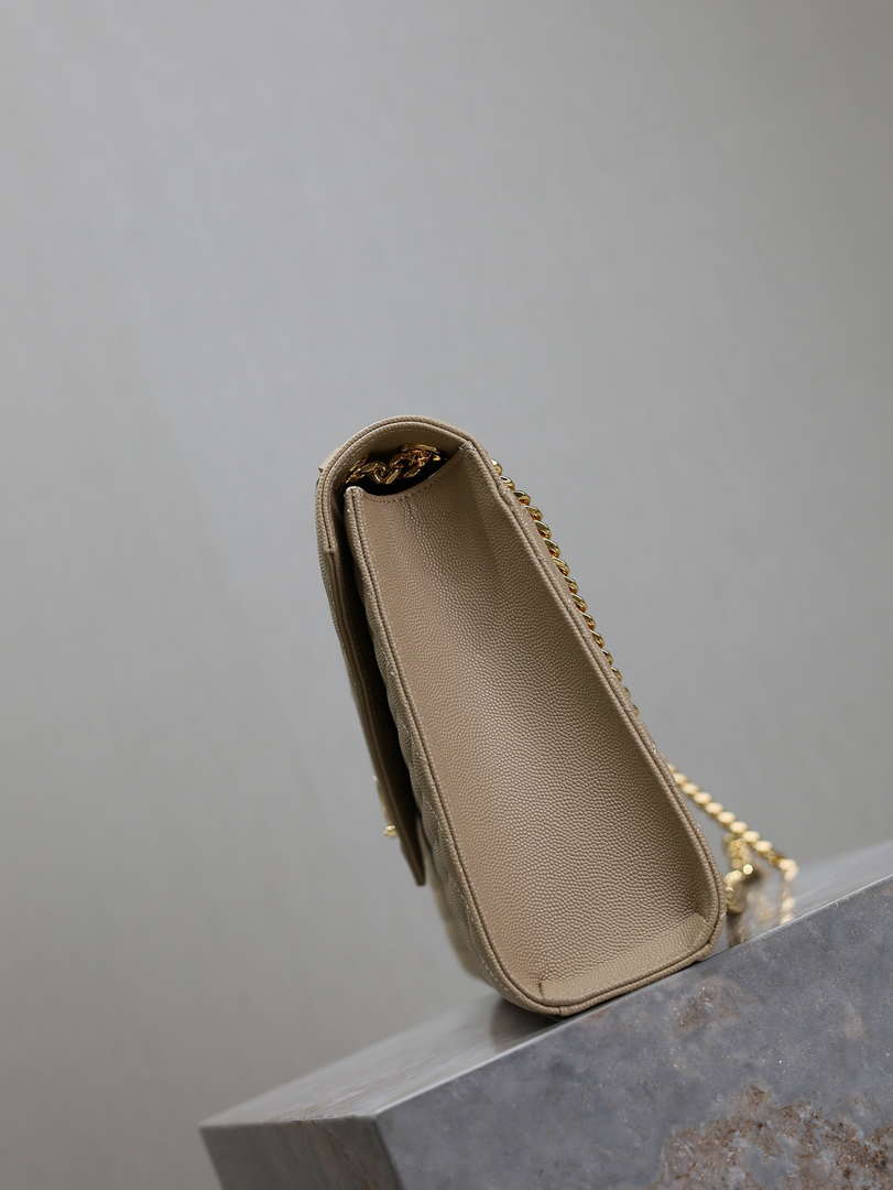 YSL 600166 Envelope Large In Quilted Grain De Poudre Embossed Aprioct Leather
